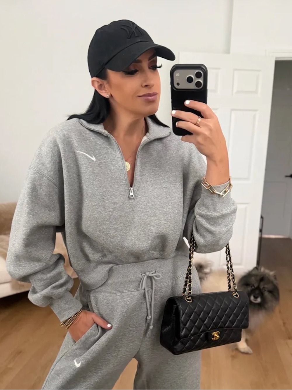 Nike Women's Grey Half-Zip Pullover Sweatshirt